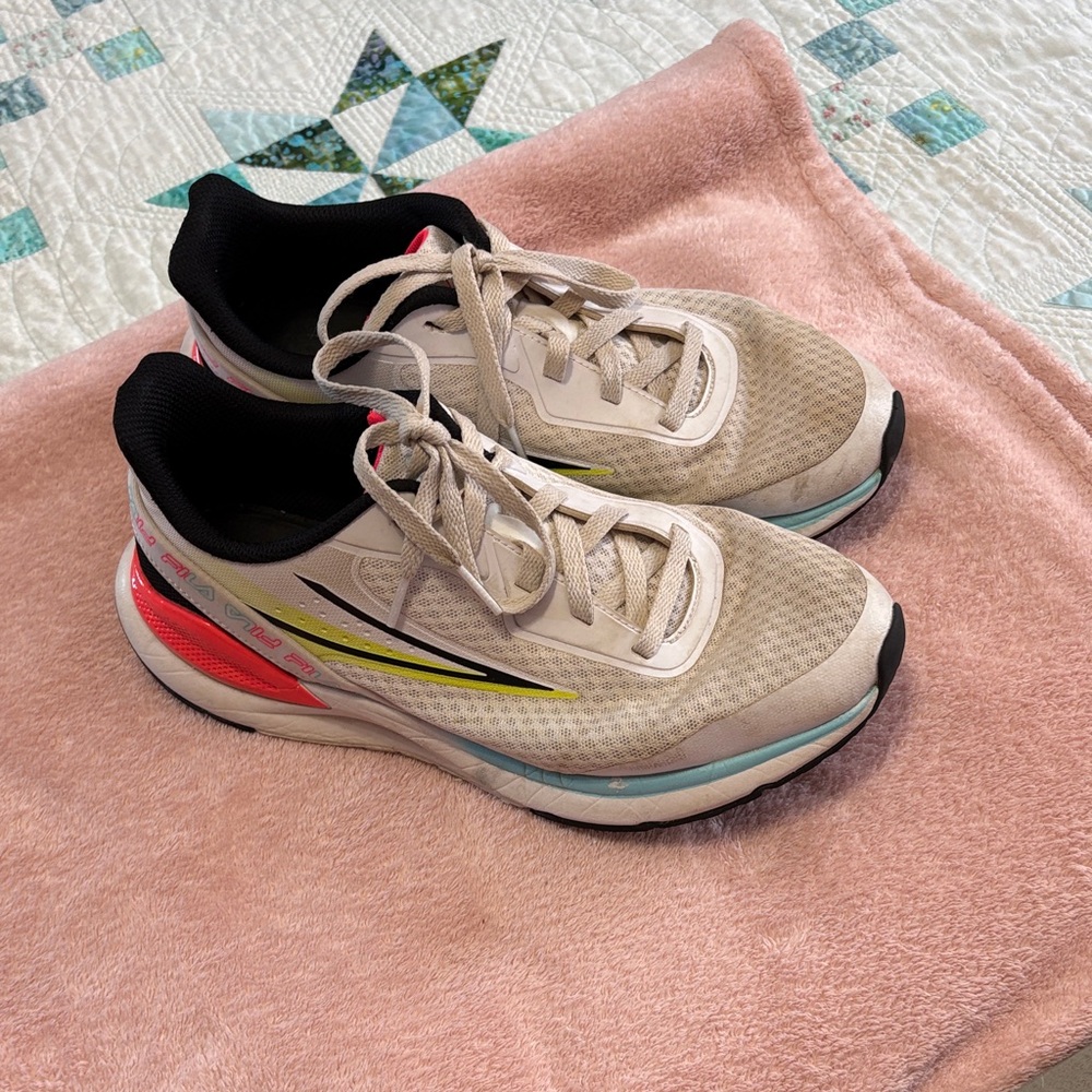Fila Women's Athletic Shoes - Cream, Black, and Pink